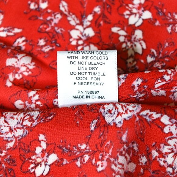 ROSE+OLIVE Red Cream Long Sleeve Floral Elastic Smocked Blouse - Size Small - Picture 13 of 14